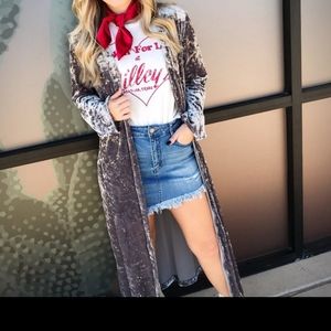 Silverado silver crushed velvet duster